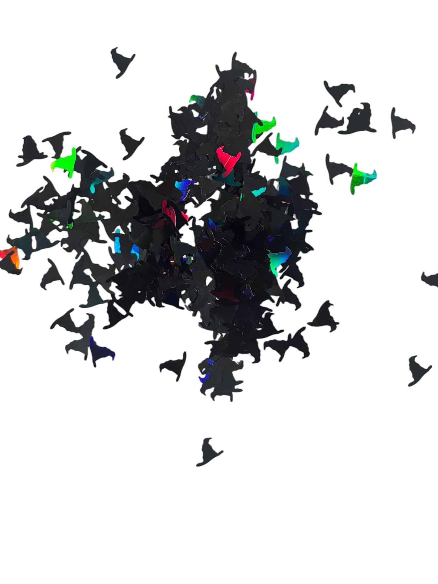 Black Witch Hat Holographic Glitter Shapes