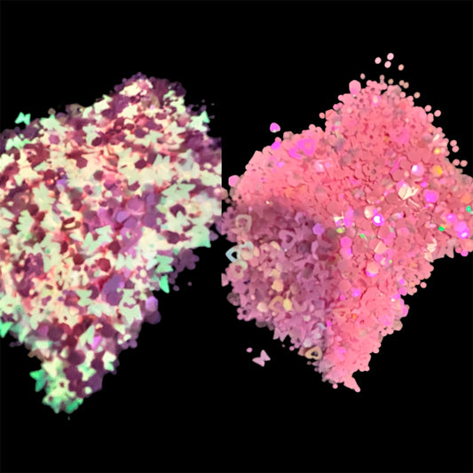 Pink Heart GLOW Chunky Glitter